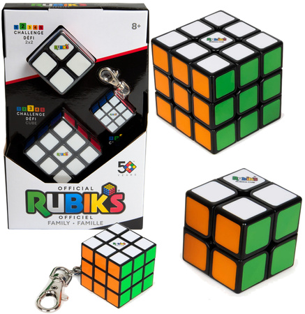 3W1 set Originální klasický hlavolam Rubikova kostka Mini kostka na klíče Rubik's (2 kostky + kroužek na klíče)
