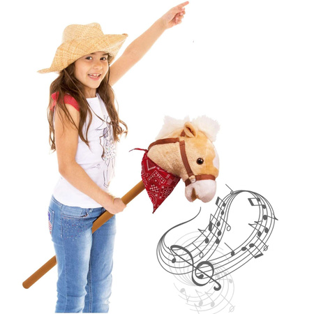 Hobby kůň Dřevěný cválající kůň na tyči se zvukem řehtání