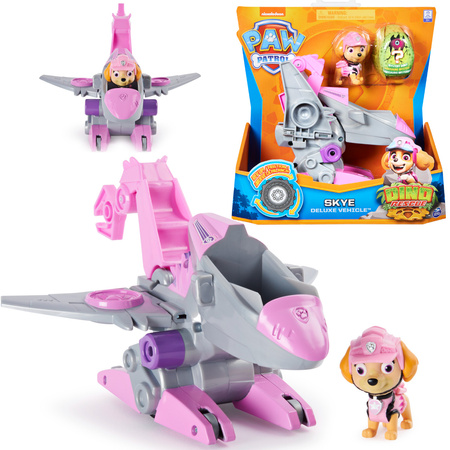 Psi Patrol Dino Rescue Skye + tryskové vozidlo + dinosaurus