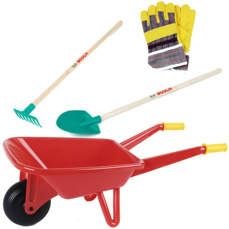 Zahradní sada Klein Bosch trakař, hrábě, lopata a rukavice