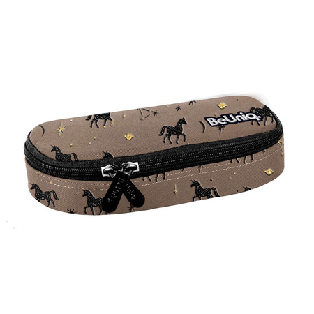 Školní penál Paso Sachet Brown s jednorožci