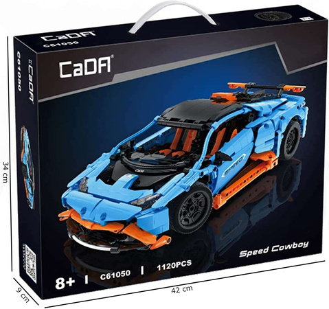 CaDA Modré stavební kostky Speed Cowboy Racing Car 1120 dílků