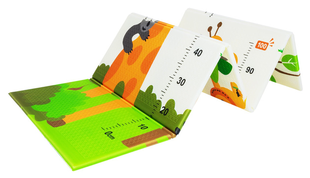 Humbi Oboustranná skládací výuková podložka z pěnového XPE 120x180x1cm Žirafy, Miarka, Medvídci, Lišky, Sárinky