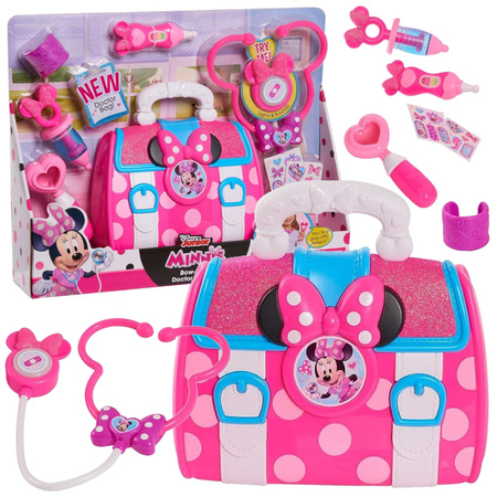 Disney Myszka Minnie Duży zestaw lekarski Lekarz Apteczka 8 elementów światło/dźwięk