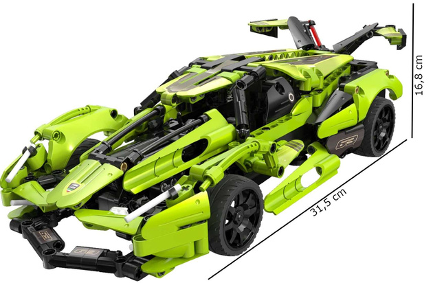 CaDA Construction Blocks Dálkově ovládané velké sportovní auto Green Blade Car 432 kusů RC Dual Mode