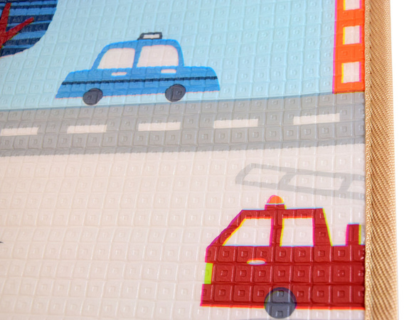 Humbi oboustranná výuková pěnová podložka Ulice Zvířata 180 x 120 x 1 cm pastelová