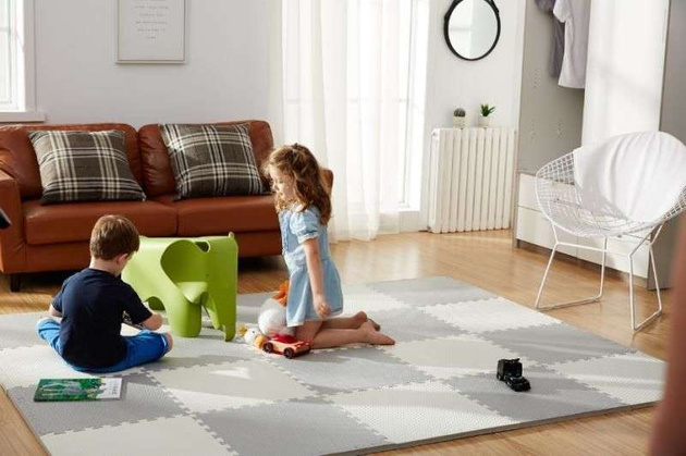 Humbi Velká vzdělávací podložka z tlusté pěny 180 x 180 x 1 cm XXL 9 dílků 62 x 62 x 1 cm Barva bílá a šedá bílá a šedá