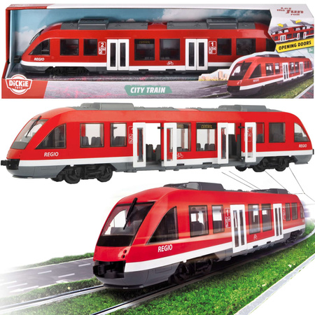 Červený městský vlak s otevíracími dveřmi realistická tramvaj Regio 3+