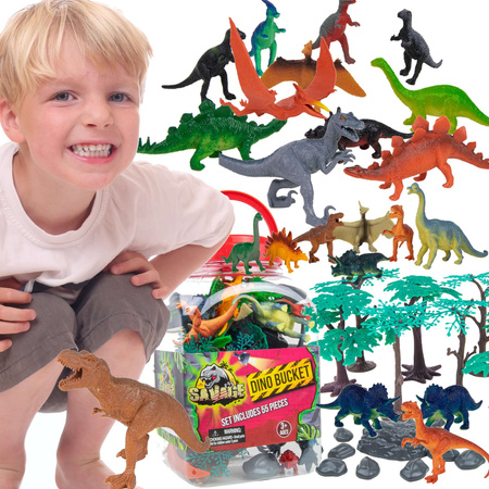 Jurský svět velká sada dinosaurů, figurky v kontejneru, 55 dílků