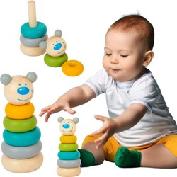 Dřevěná věž Medvídek Puzzle Pyramida Montessori Small Foot