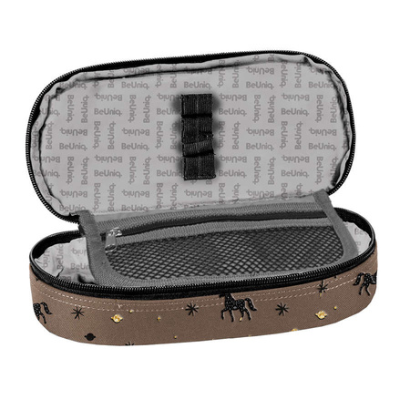 Školní penál Paso Sachet Brown s jednorožci