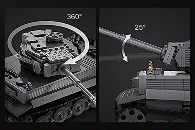 CaDA Construction Blocks Tiger Grey RC Tank na dálkové ovládání 925 dílků