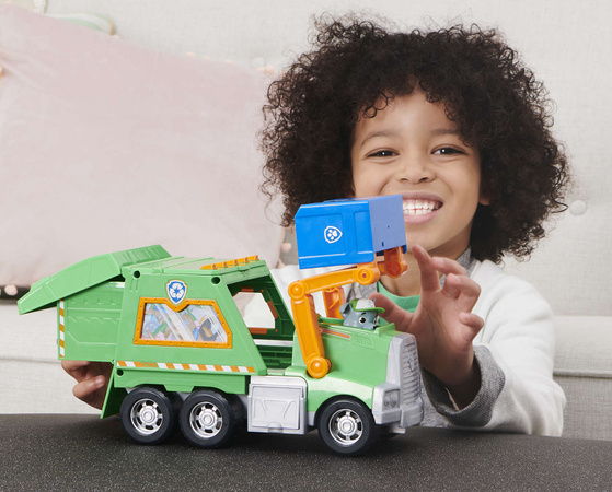 Figurka Psi Patrol Rocky a velké recyklační popelářské auto + příslušenství