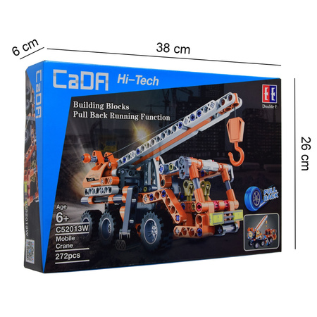 CaDa stavebnice 22 cm oranžová Lůďa pull back 272 dílků