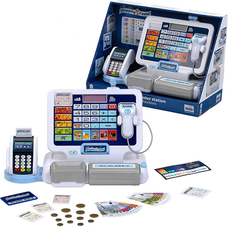 Pokladna pro hračkářství s terminálem a skenerem + příslušenství pro dětské domácí spotřebiče Zvuk Klein