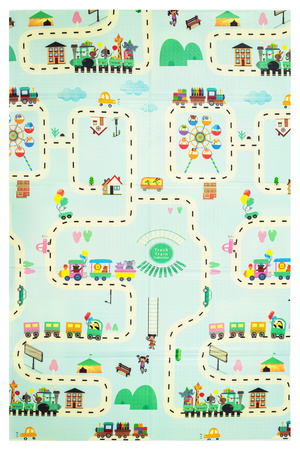 Humbi Oboustranná skládací vzdělávací podložka z XPE pěny 120x180x1cm Zvířata, písmena, čísla Ulice