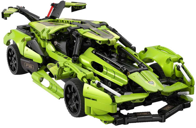 CaDA Construction Blocks Dálkově ovládané velké sportovní auto Green Blade Car 432 kusů RC Dual Mode