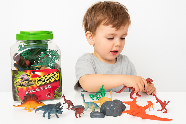 Jurský svět velká sada dinosaurů, figurky v kontejneru, 55 dílků