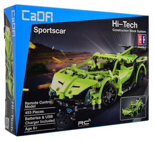 CaDA cihly Dálkově ovládané auto 32 cm zelené Sportscar 453 elements RC