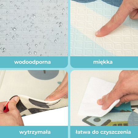 Humbi Tlustá vzdělávací podložka 2W1 z XPE pěny 200x180x1 pastelová silnice stromy jelen kontrastní obrázky