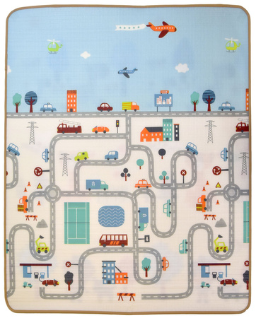 Humbi oboustranná výuková pěnová podložka Ulice Zvířata 180 x 200 x 0,5 cm pastelová velká