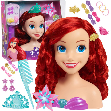 Disney Princess Hair Styling Head Doll Malá mořská víla Ariel Malá mořská vílaKadeřník + příslušenství