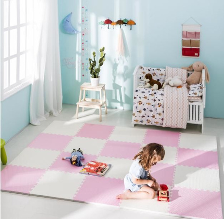 Pěnová podložka Podlahové puzzle bezpečné vodotěsné 3 ks. růžová 62 x 62 x 1 cm