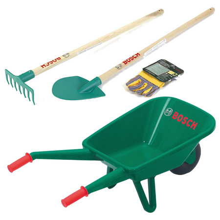 Zahradní sada trakař, hrábě, lopata a rukavice pro děti Bosch Klein