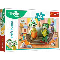 Trefl 17345 Puzzle 60 Rodina Treflíkových čte společně knihy