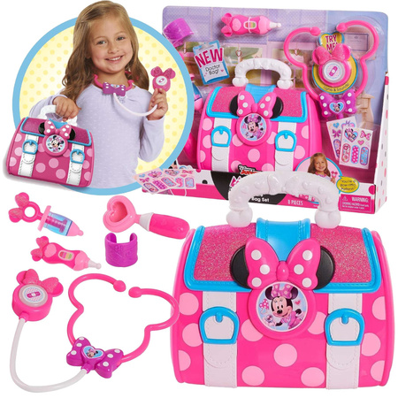 Disney Myszka Minnie Duży zestaw lekarski Lekarz Apteczka 8 elementów światło/dźwięk