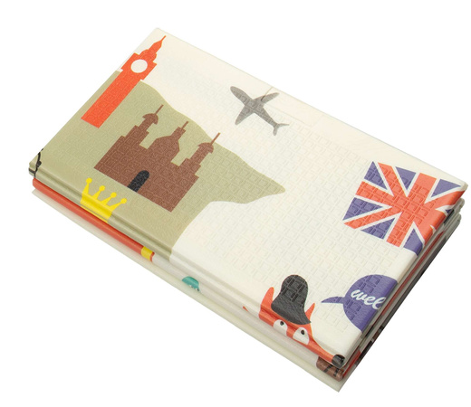 Humbi Oboustranná skládací vzdělávací podložka z XPE pěny 120x180x1cm Londýn, autobus, ulice, Miasto