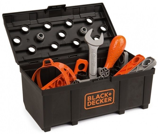 Sada 2W1 Nákladní auto s jeřábem + černý kufr a nářadí Black and Decker Smoby