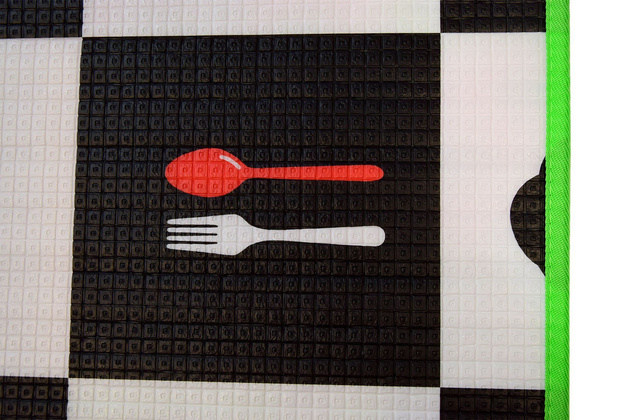 Humbi Piankowa dwustronna mata edukacyjna Szachownica 3w1 Polski Alfabet Cyfry Obrazki Kontrastowe czarno-biała 150 x 180 x 1 cm