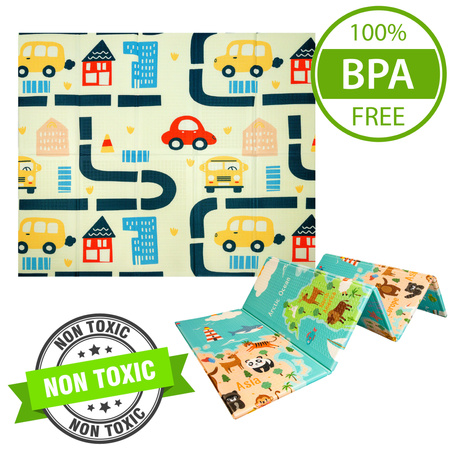 Humbi Oboustranná skládací vzdělávací pěnová podložka XPE 200x180x1 Miarka Streets