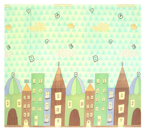 Oboustranná skládací vzdělávací podlahová podložka z pěny XPE 200x180x1 velká Miasto nočních zvířat Humbi