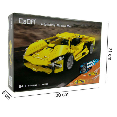 CaDA Stavební kostky 24 cm Lightning Sports Car pull-back 357 dílků