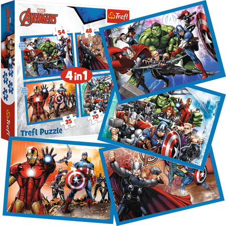 Trefl Puzzle 4v1 Marvel Brave Avengers