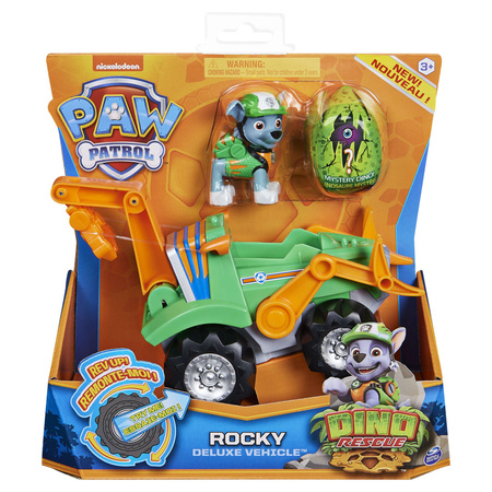 Psí hlídka 3 v 1 Rocky Dino Rescue figurka + velké auto + dinosaurus s překvapením