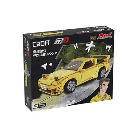 CaDA Stavebnice Auto 35 cm městské auto žluté Mazda RX-7 manga Initial D 1655 prvků