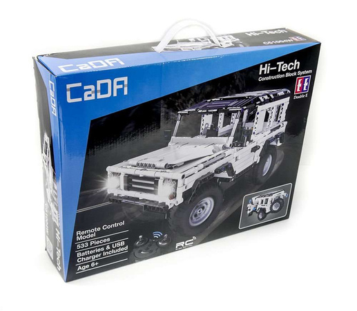 CaDA Stavební kostky dálkově ovládaný bílý džíp RC 533 dílků