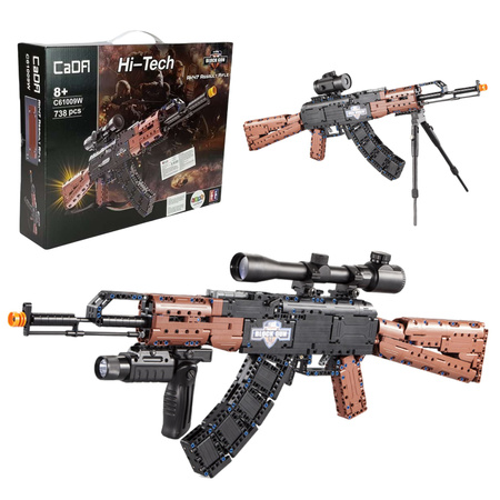 Konstrukční kostky CaDA gun AK-47 Kalašnikov realistická útočná puška 738 dílků 8+