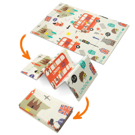 Humbi Oboustranná skládací vzdělávací podložka z XPE pěny 120x180x1cm Londýn, autobus, ulice, Miasto