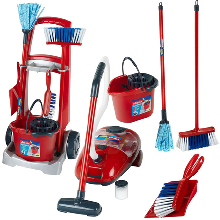 Velká sada dětských úklidových vozíků s vysavačovými míči zvuk Vileda Klein