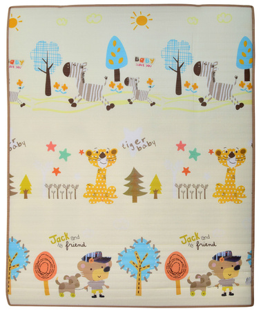 Humbi oboustranná výuková pěnová podložka Ulice Zvířata 180 x 150 x 2 cm pastelově silná velká