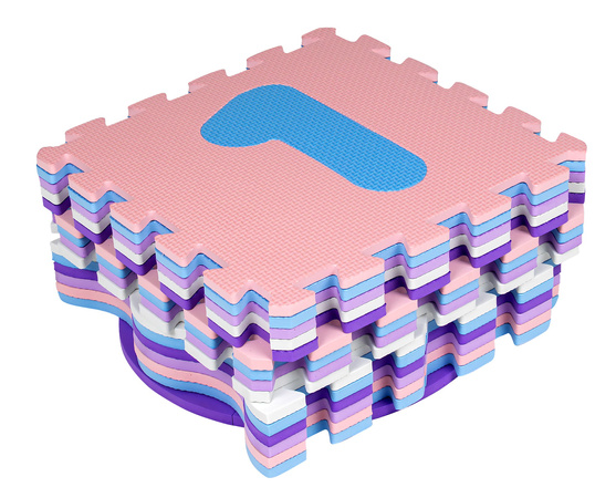 Humbi Vzdělávací podložka 120 x 120 cm Ohrádka Silné pěnové puzzle 30 x 30 cm Čísla Čísla Barva růžová fialová modrá bílá pastelová