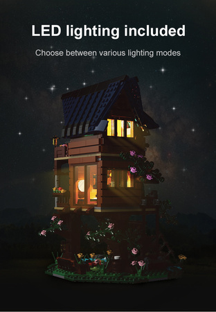CaDA stavební kostky sada Four Seasons Tree House 1155 kusů LED světlo