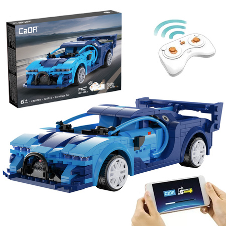 CaDA Construction Blocks Blue Race Car Remote Control RC Vehicle Dual Mode 325 elements