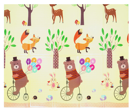 Humbi Oboustranná skládací výuková podložka z pěnového XPE 150x180x1cm Žirafy, Miarka, Medvídci, Lišky, Sárinky