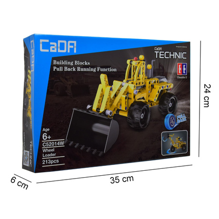 CaDa Technic stavebnice 25 cm žlutá Max pull back 213 dílků