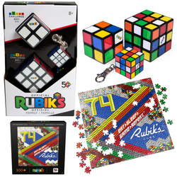 3W1 set Originální klasický hlavolam Rubikova kostka Mini kostka na klíče Rubik's (2 kostky + kroužek na klíče)